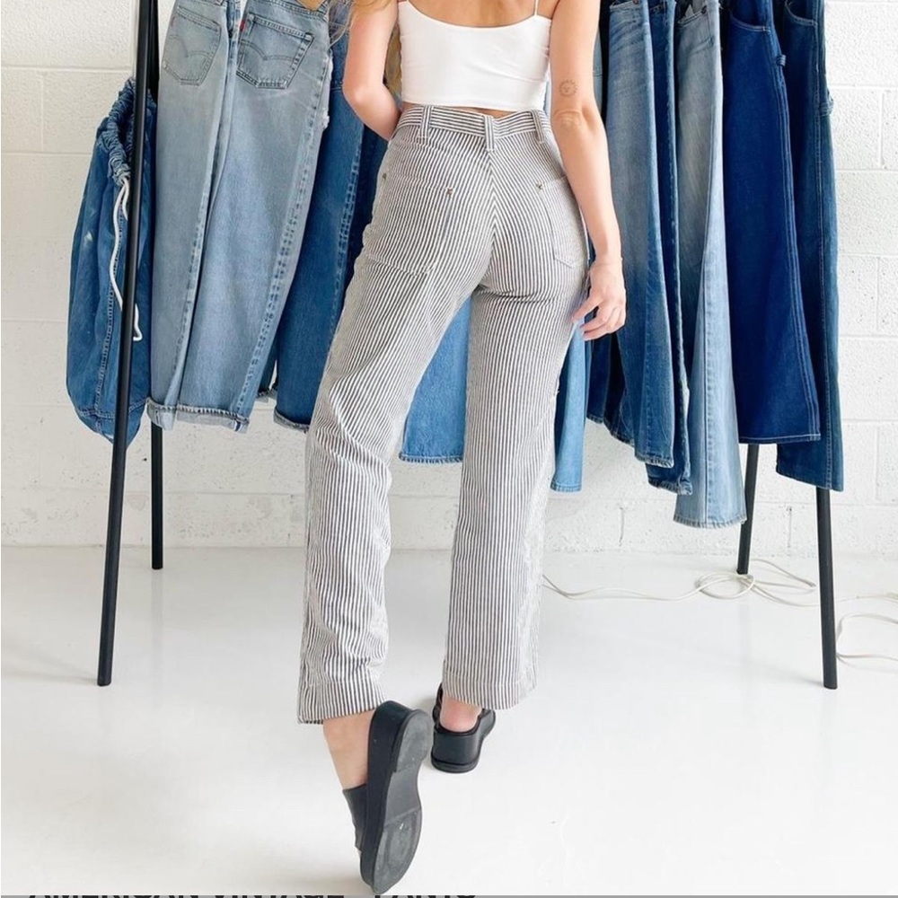 Vintage 70s stripe kick crop jeans